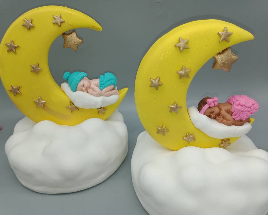 Moon With Baby Cake Topper, Moon With Baby Gender Reveal, Gender Reveal ...