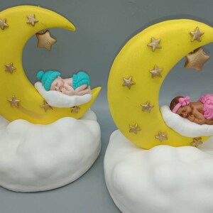 Moon with baby cake topper, Moon with baby gender reveal, Gender Reveal, Christening, Baptism, Baby Birthday, Baby Cake Topper, Baby Shower