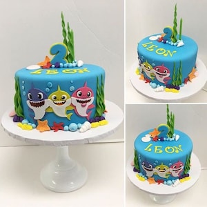 Baby Shark, 2 D Baby shark and accessories, Baby Shark cake set, Sugar Baby Shark, Gum paste Baby Shark, Fondant Baby Sharkk,