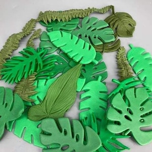 Sugar fondant variety leaves for jungle theme cakes and cupcakes, Tropical leaves, Jungle leaves,  Fondant leaves, Sugar Leaves, leaves