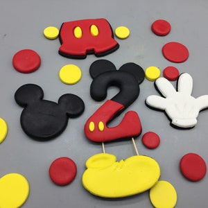 Mickey Mouse accessories made from fondant for cake decoration, Sugar Mickey Mouse cake decoration