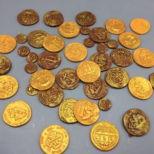 Pirate coins, Edible pirate coins, Fondant pirate coins, Sugar pirate coins, Edible pirate money,Pirate chest coins, Pirate theme decoration