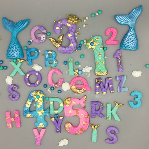 Mermaid Fondant, Sugar Letters and Numbers with a Golden Touch