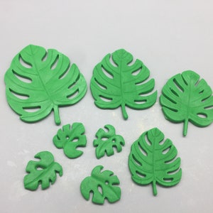 Tropical leaves in different sizes for cakes, cupcakes, cake pops made from fondant