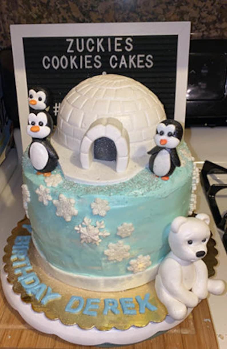Download Party Supplies Party Decor Winter Wonderland Cake Topper With Penguins And Polar Bear North Pole Cake Topper Sugar Igloo Sugar Polar Bear Sugar Penguins