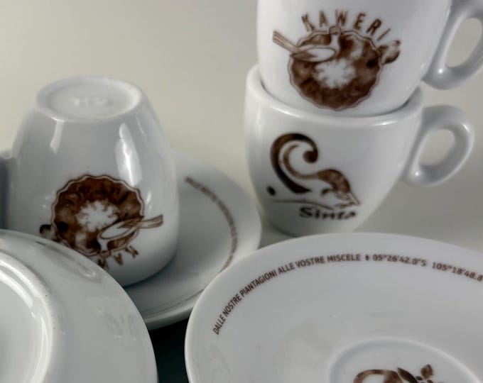 Set of 2 or 3 vintage porcelain bar quality Italian espresso cups and saucers from NKG Bero Italia
