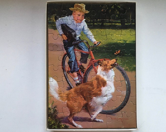 Jig saw puzzle from Jumbo Fully interlocking - 1001 - Young boy on his bike - 1970s