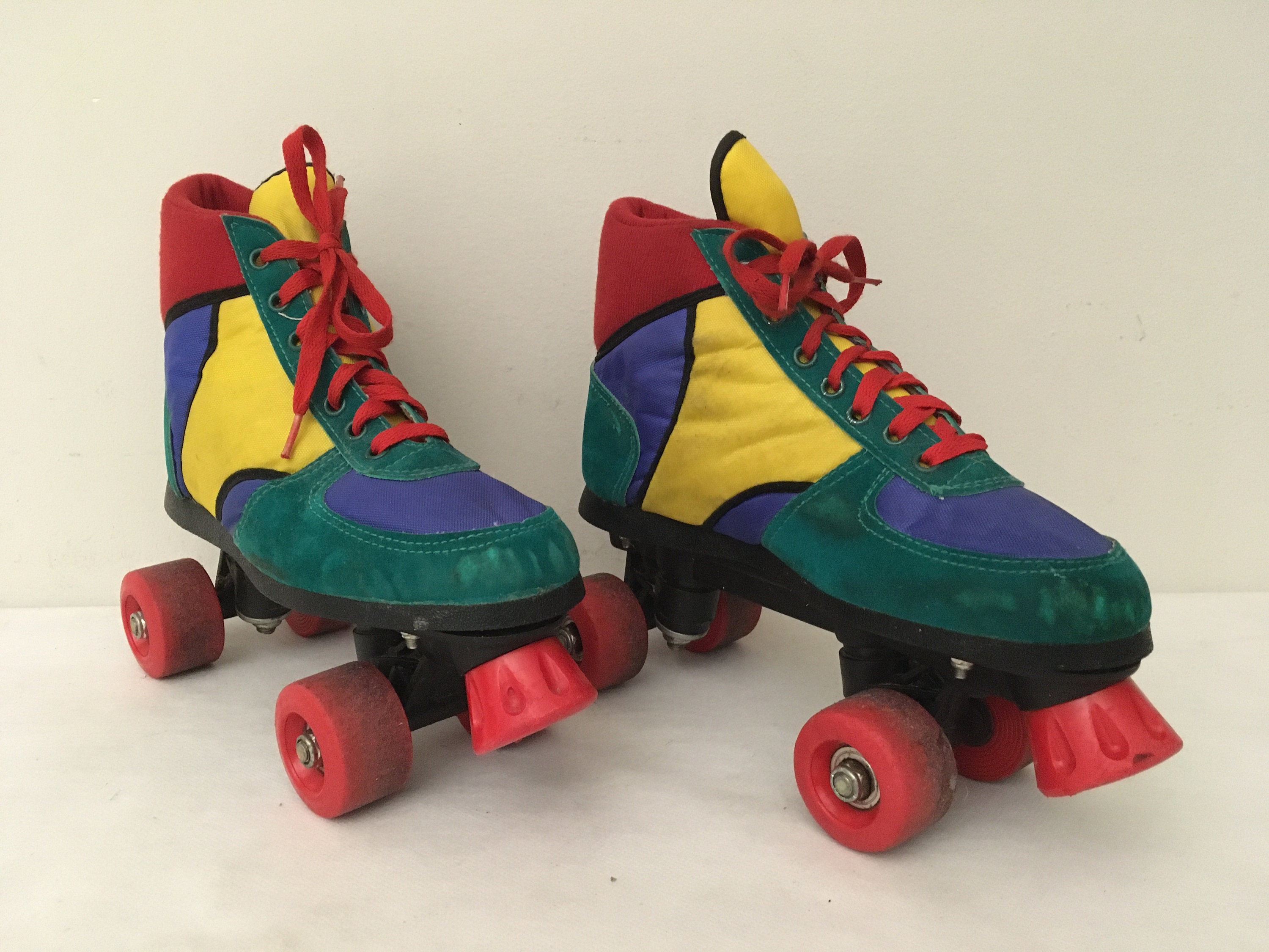 Vintage 70s Retro Roller Skates Green Red Blue and Yellow. - Etsy