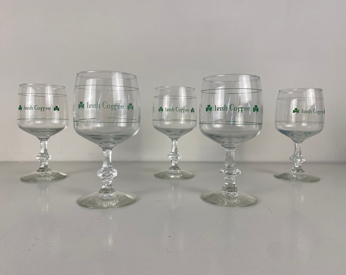 5 vintage Irish coffee glasses from the 70s, lovely mid century modern barware