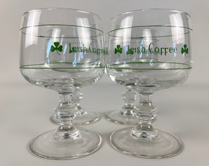 Set of 4 Irish coffee glasses from the 70s, mid century modern barware