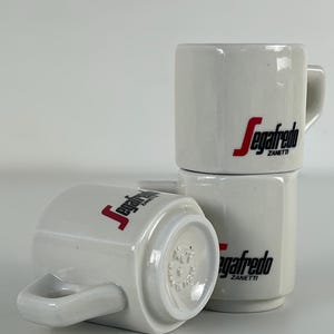 Set of 2 or 3 Vintage Segafredo Zanetti bar quality espresso cups with saucers, made in Italy 1990s