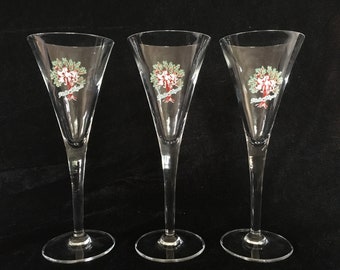 3 vintage liqueur glasses, peach liqueur glasses, Pêcher Mignon, retro 1970s mid century modern design barware