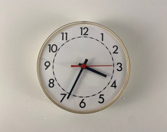 Ikea 1980's wall clock, vintage quartz retro white plastic wall clock, West Germany