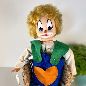 Poupée Clown En Chiffon Vintage – Fabrication Française, Années 1970, Taille 50 Cm