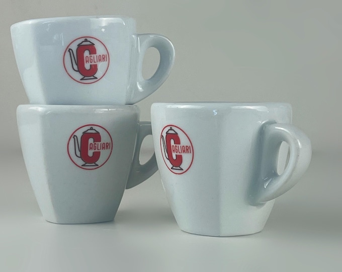 Attractive vintage Italian espresso cups, Cagliari caffè, Richard Ginori 1970s / IPA 1970s