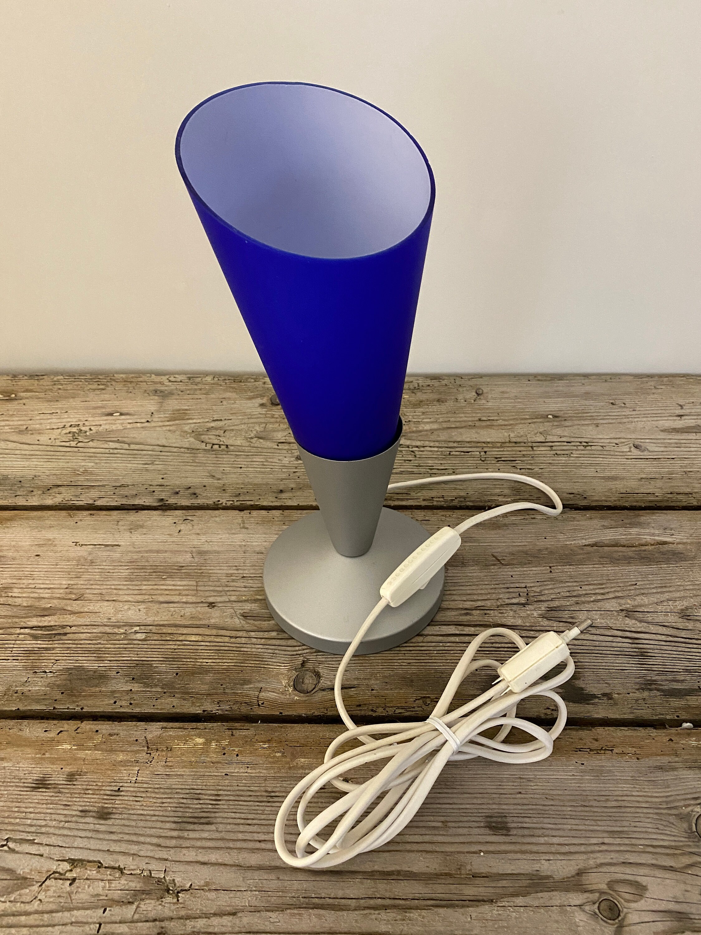 Vintage Ikea table lamp in royal blue, glass table lamp, night light