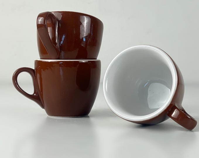 Set of 2 or 3 nice vintage porcelain Tognana classic brown espresso cups, Made in Italy