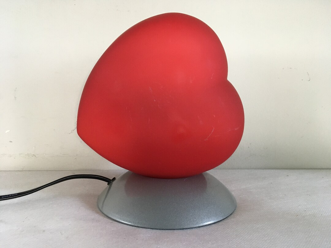 Ikea Heart Table Lamp, Retro Table Lamp in Red and Silver, Night Light ...