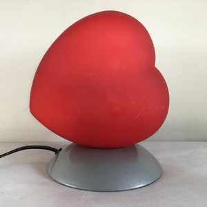 Ikea Herz Tischlampe, Retro Tischlampe in rot und silber, Nachtlicht, Valentinstag Geschenk, schöner Vintage aus den 1980er Jahren