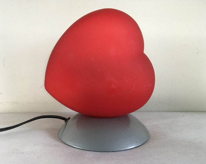 Ikea heart table lamp, retro table lamp in red and silver, night light, Valentine gift, lovely vintage from the 1980’s