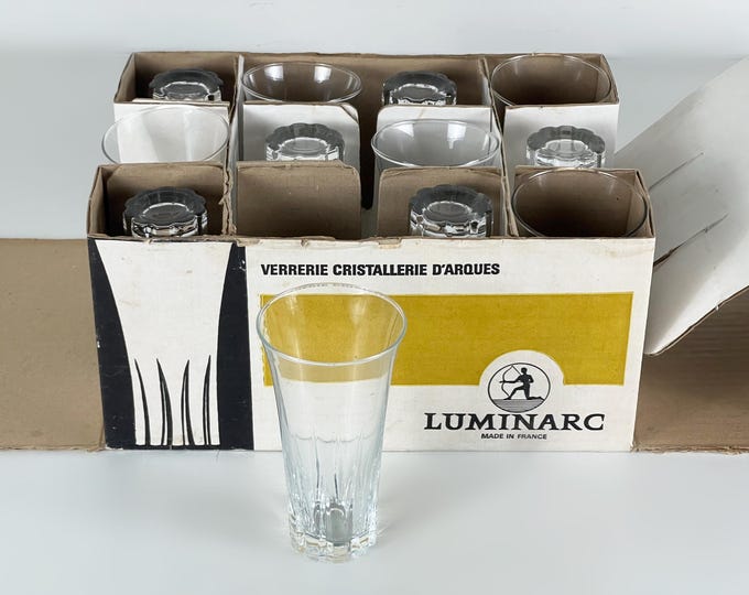 Luminarc, Set of 12, flutes prestige wine glasses vintage mid century modern from the 1960's, in original box