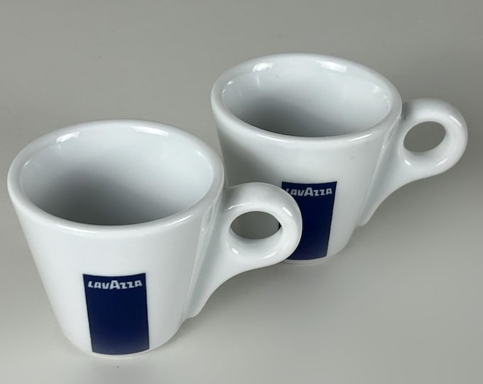 Set of 2 Lavazza espresso cups, heavy bar quality hard porcelain.