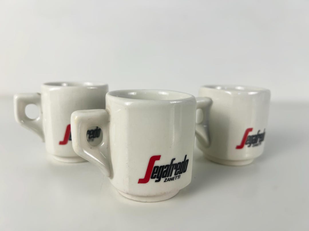 Lot De 4 Tasses à Café Segafredo Zanetti – Porcelaine Blanche, Soucoupes Incluses