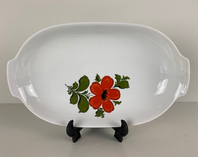 Schumann Arzberg serving dish, orange flower design, Vintage 1960's Bavaria West Germany mid century modern kitchenware