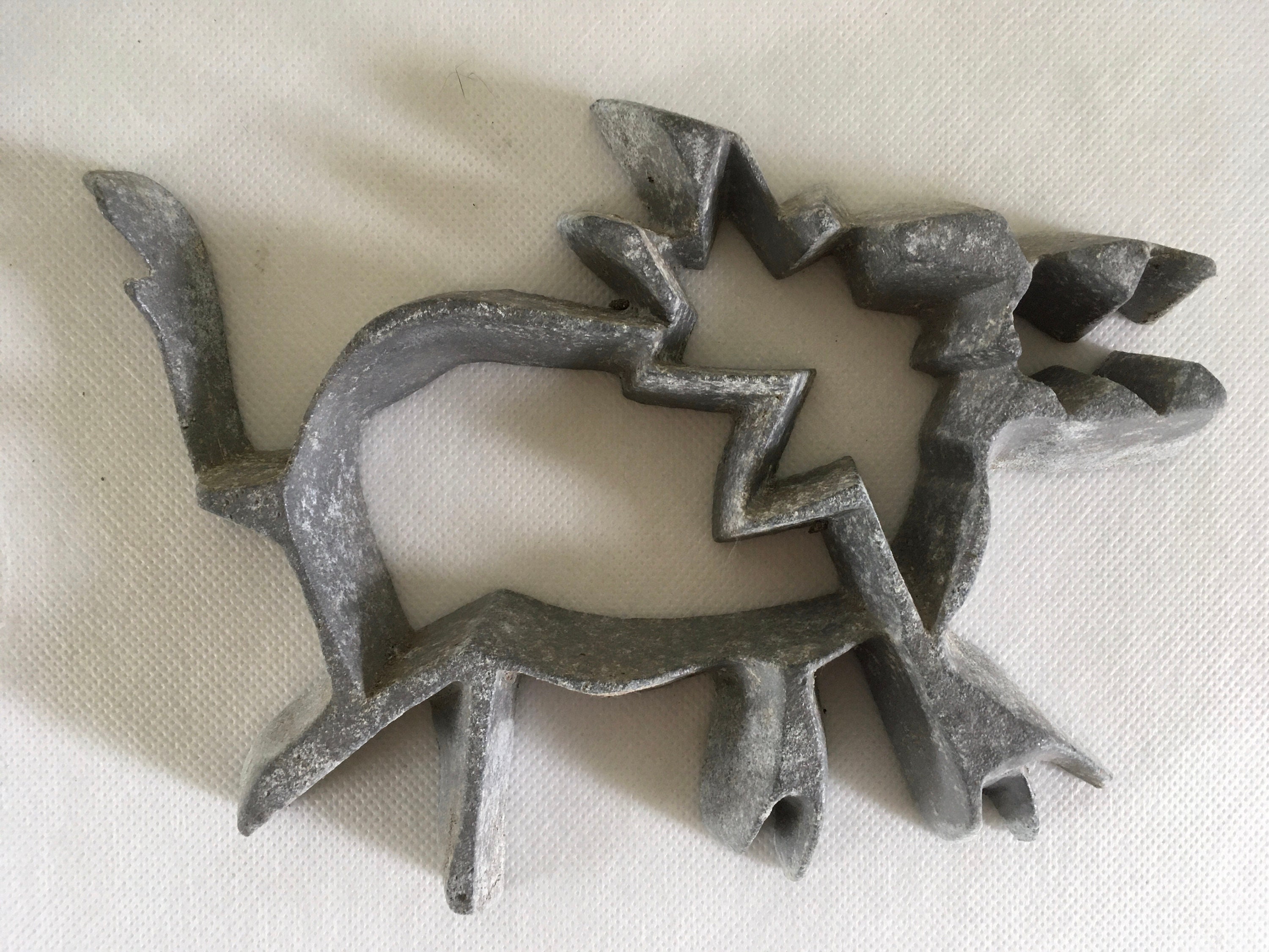 Cast Iron Trivet set 2 animals a bird and a wolf vintage Etsy
