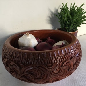 Vintage wooden salad bowl, fruit bowl, serving bowl, hand carved Rosemaling Norway design, Mid Century Scandinavian design 1960s