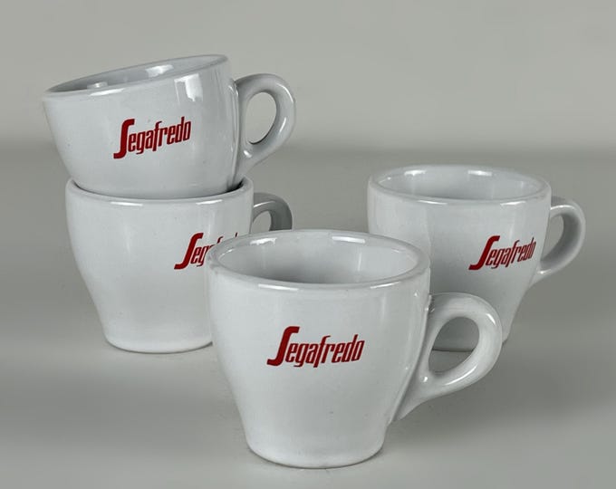 Set of 3 or 4 Vintage Segafredo ACF bar quality espresso cups, made in Italy, retro design from the 1980s