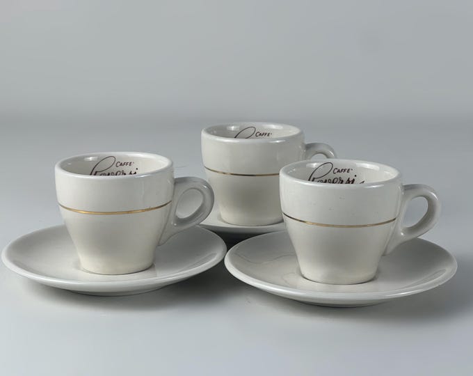 Set of 2 or 3 Vintage ACF bar quality espresso cups advertising Caffé Roversi Bologna