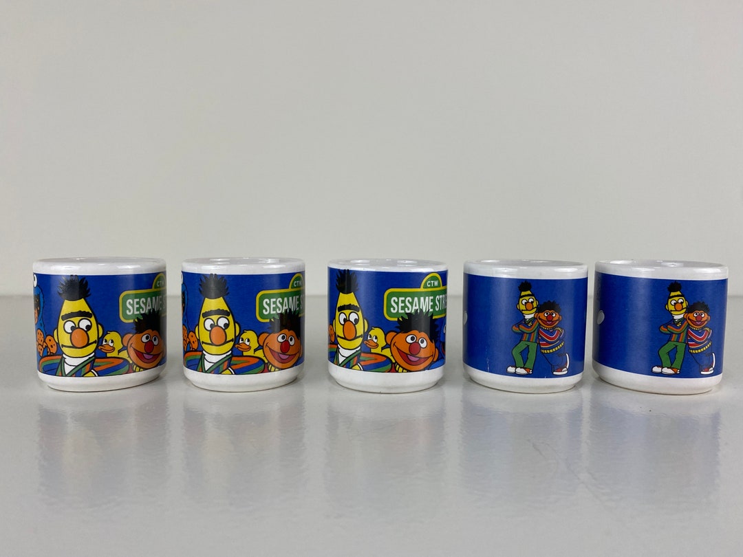 5 Vintage Ceramic Egg Cups Sesame Street With Ernie Bert - Etsy