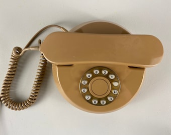 Vintage PTT Monaco idk rotary dial telephone, PTT the Netherlands, plastic light brown phone from the 1970’s