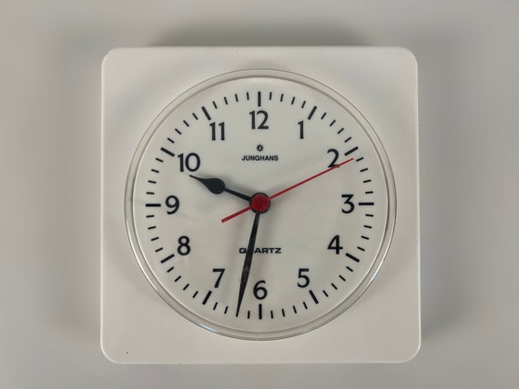 Junghans 1980s Wall Clock Vintage 938 Quartz Retro White Plastic Wall Clock West Germany Etsy