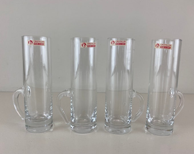 Set of 3 or 4 small vintage Irish coffee glasses, clear glass Irish coffee mugs from the 1970's, lovely mid century modern barware