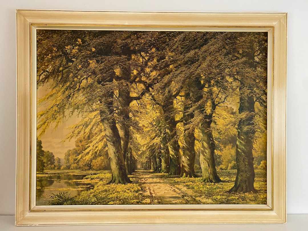 40s 50s バンビ ＆ サンバー ビンテージ 絵画 W.D.P. Large 1960s Willy Hanft Framed Art Print Depicting a Beautiful