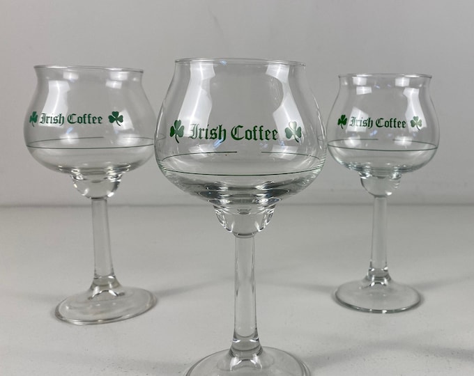 Set of 3 or 4 vintage Irish coffee glasses from the 70s, lovely mid century modern barware