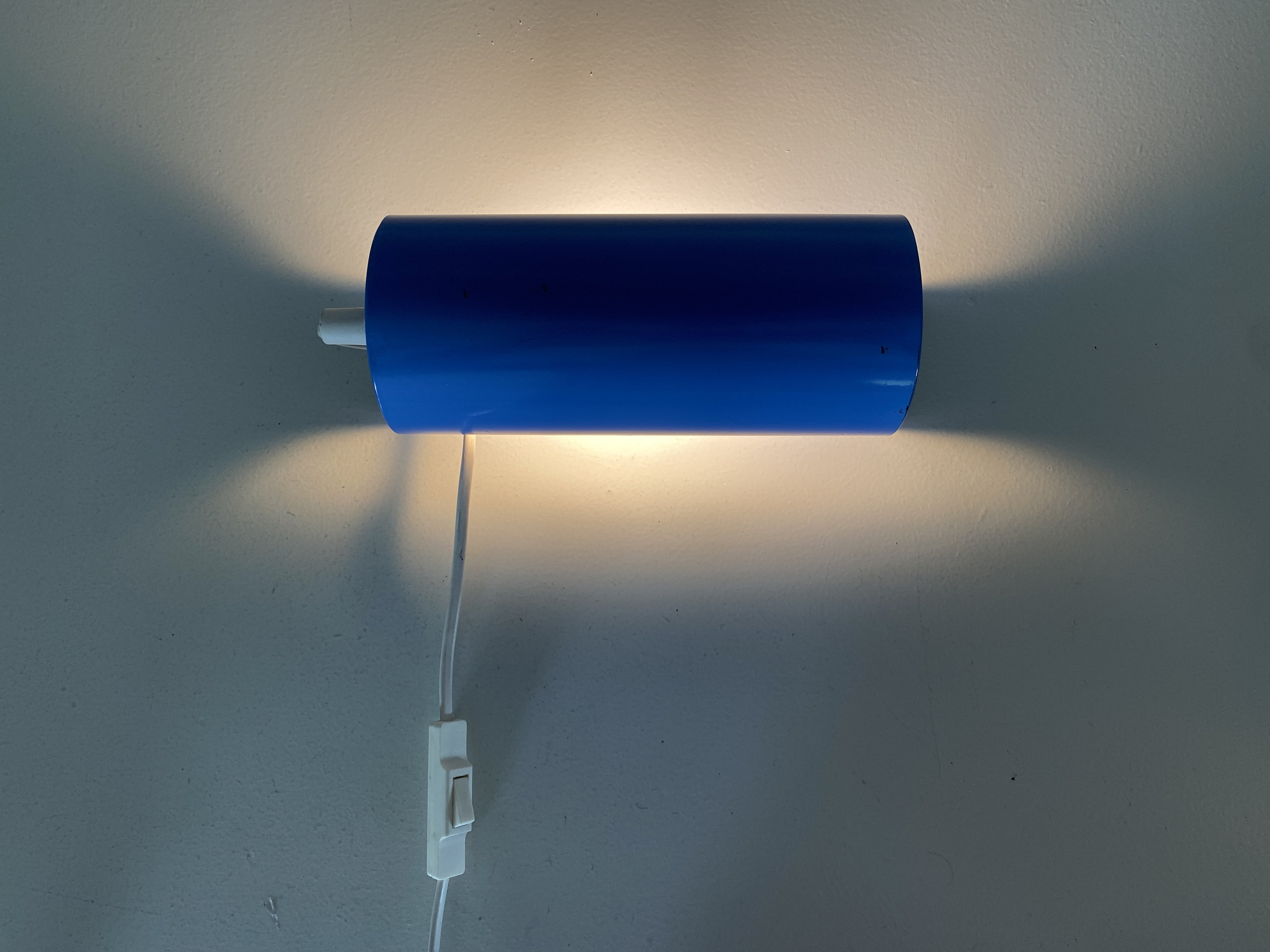 Ikea night light, lavender blue, grey metal roll bed light, night lamp