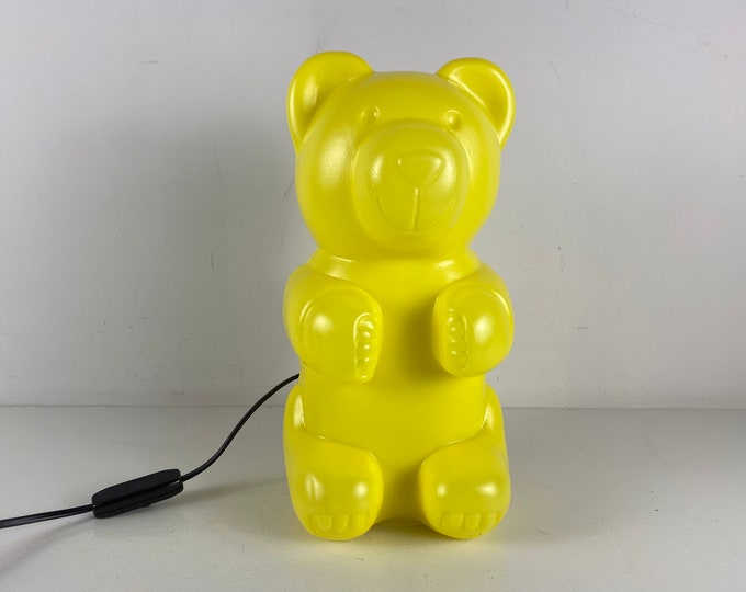 Yellow bear lamp, Messow table lamp, POP ART plastic bear lamp, night light, made In Germany 1990's