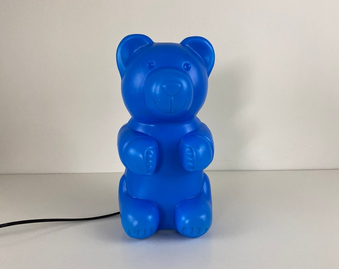 Blue bear lamp, Messow table lamp, POP ART plastic bear lamp, night light, made In Germany 1990s