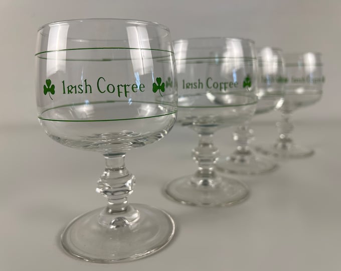 Set of 4 Irish coffee glasses from the 70s, mid century modern barware