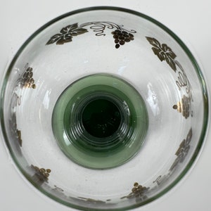 Set of 6 Schott Zwiesel, olive green stemmed gold decorated white wine glasses, stemmed glasses, vintage barware from Germany image 5