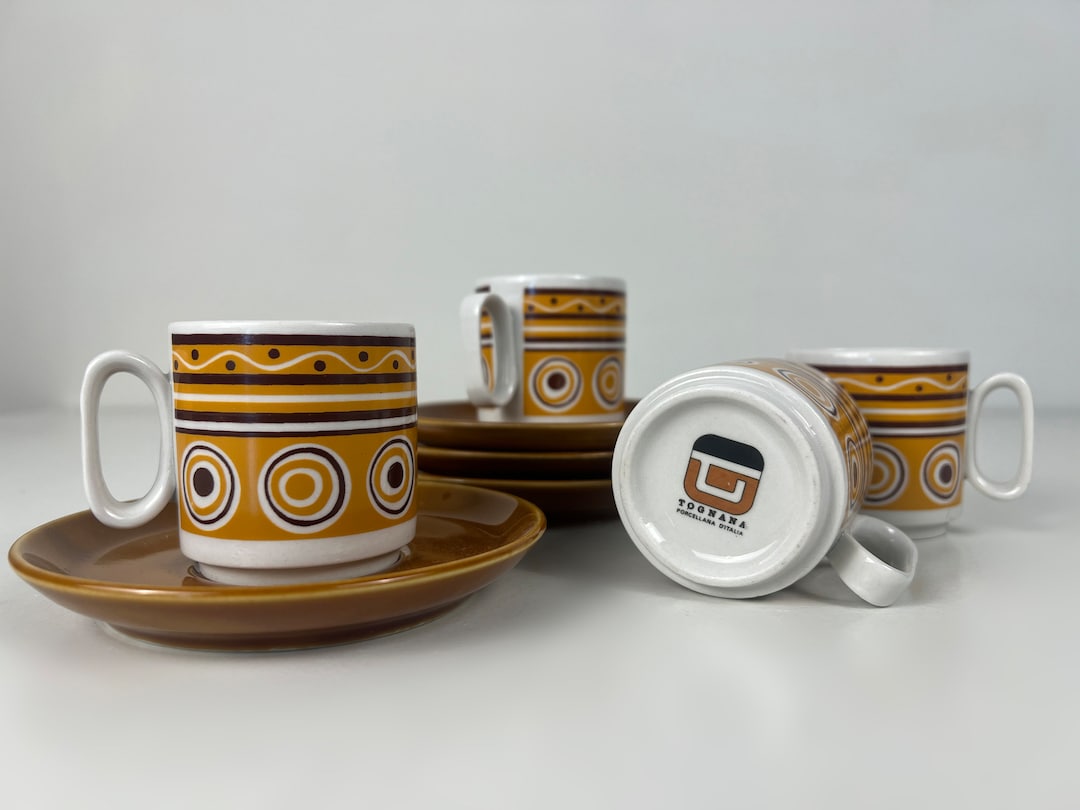 Set of 4 Lovely Italian Vintage Porcelain Coffee or Espresso Cups and ...
