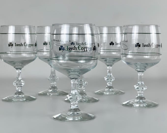 Set of 6 vintage Irish coffee glasses from the 70s, lovely mid century modern barware