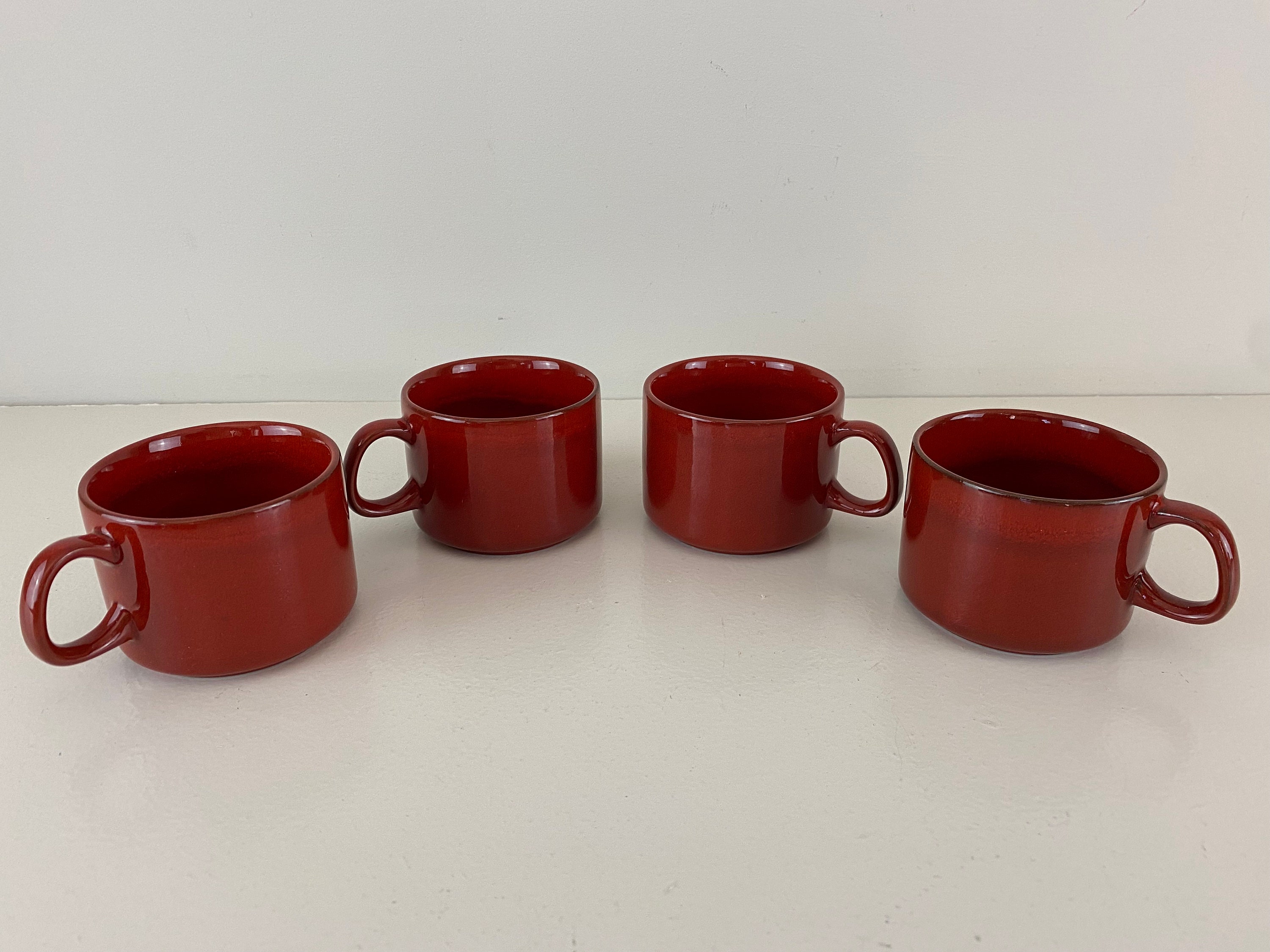 Vintage red Melitta Ceracron Copenhagen tea or coffee set