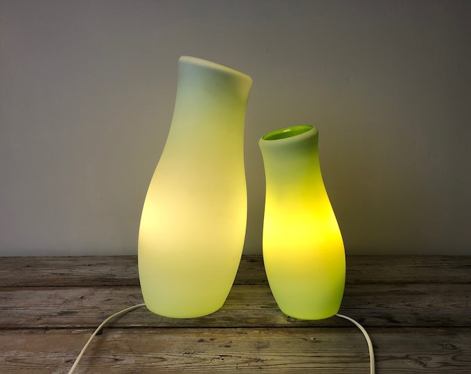 Green Ikea Mylonit lamp, vintage green table lamp, hand made glass table lamp, night light