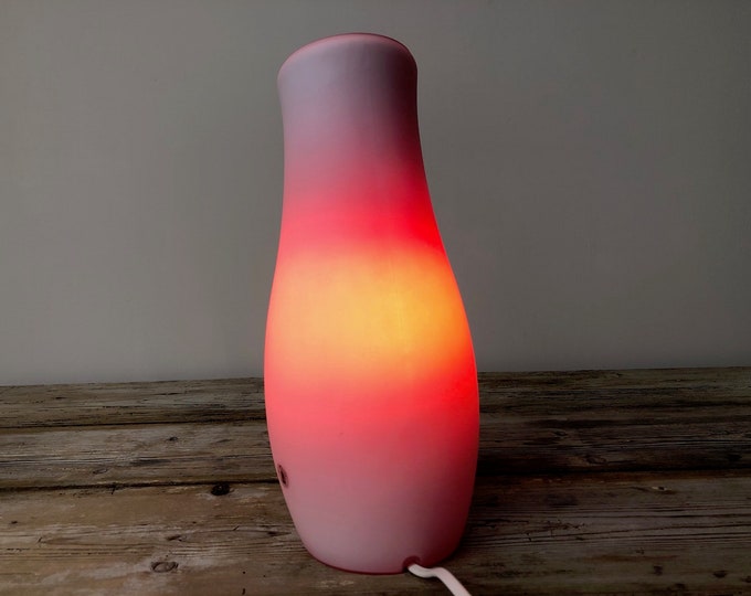 Red Ikea Mylonit lamp, vintage red table lamp, hand made glass table lamp, night light