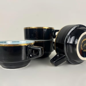 Nice vintage set of 4 classic French demi-tasse coffee cups, Café Leveille-Mabit, Paris 1950's