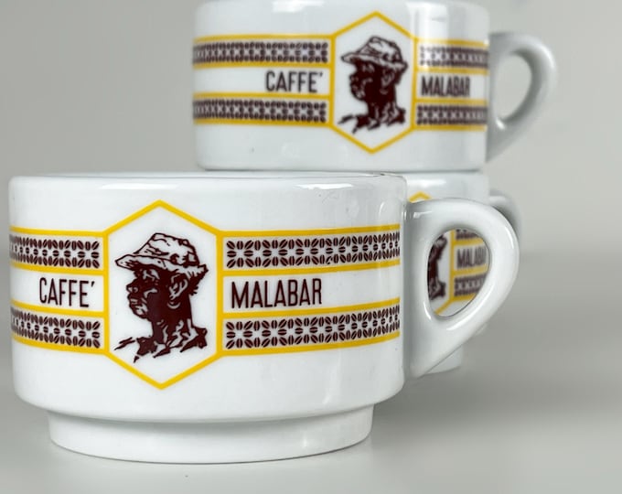 Set of 2 or 3 attractive vintage Italian cappuccino cups, Malabar caffè, Richard Ginori 1970s
